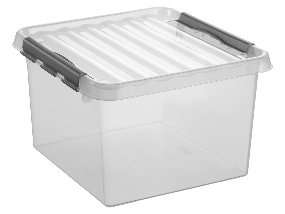 Sunware Q-line opbergbox 26l transparant/grijs, opbergboxen — SKU COLOS-312908, EAN 8711112811003