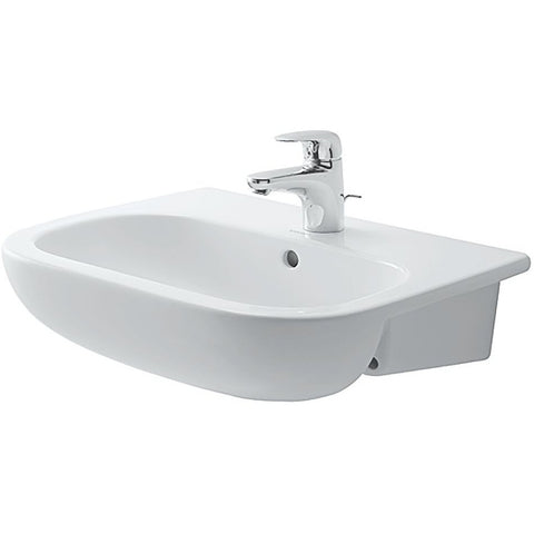 Halfinbouw lavabo D-Code Duravit 550X440 +kraangat/overloop wit, wastafels — SKU DESCO-132414