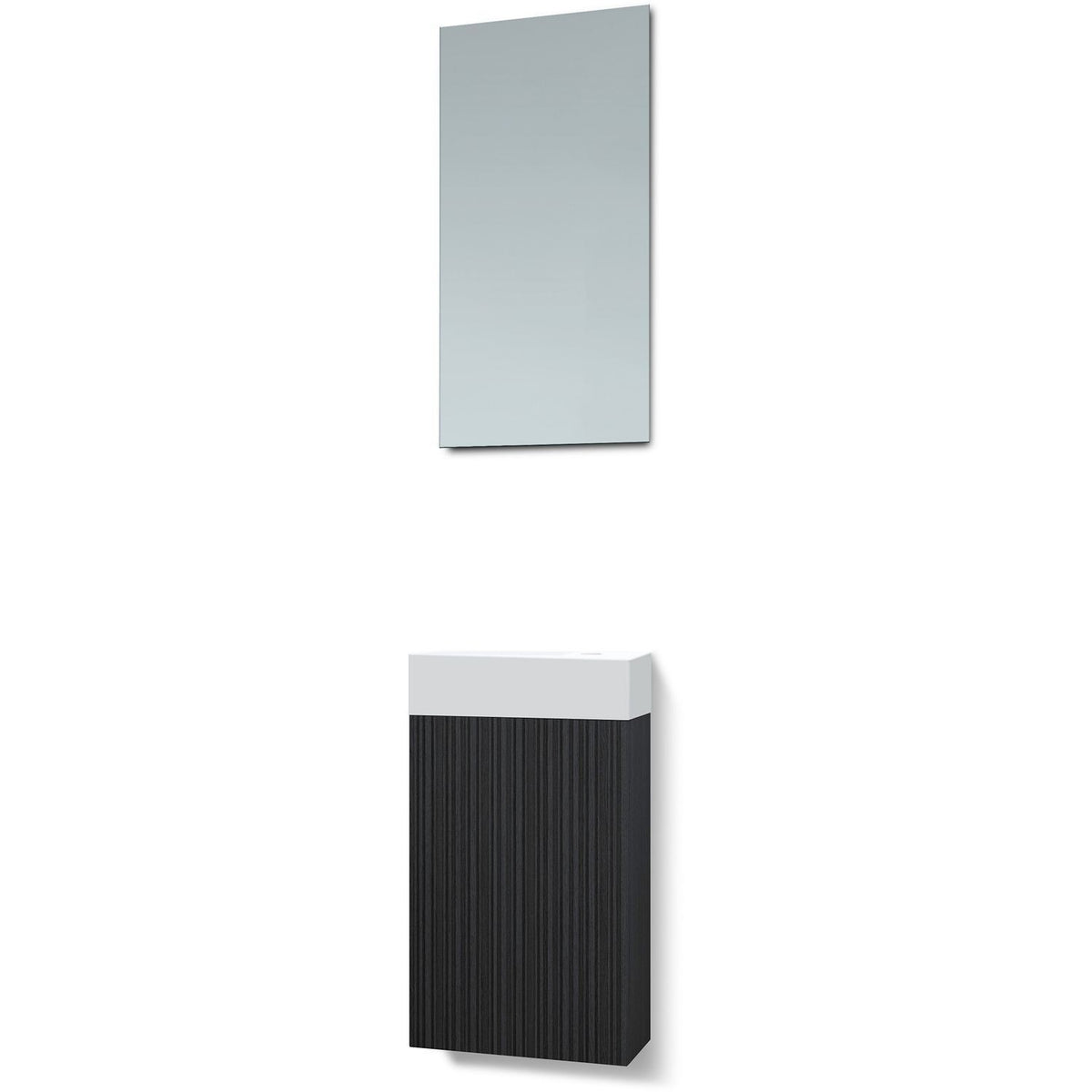 HANDENWASSER FOREST PORSELEIN MAT WIT/ 1 DEUR/ SPIEGEL EIK ZWART