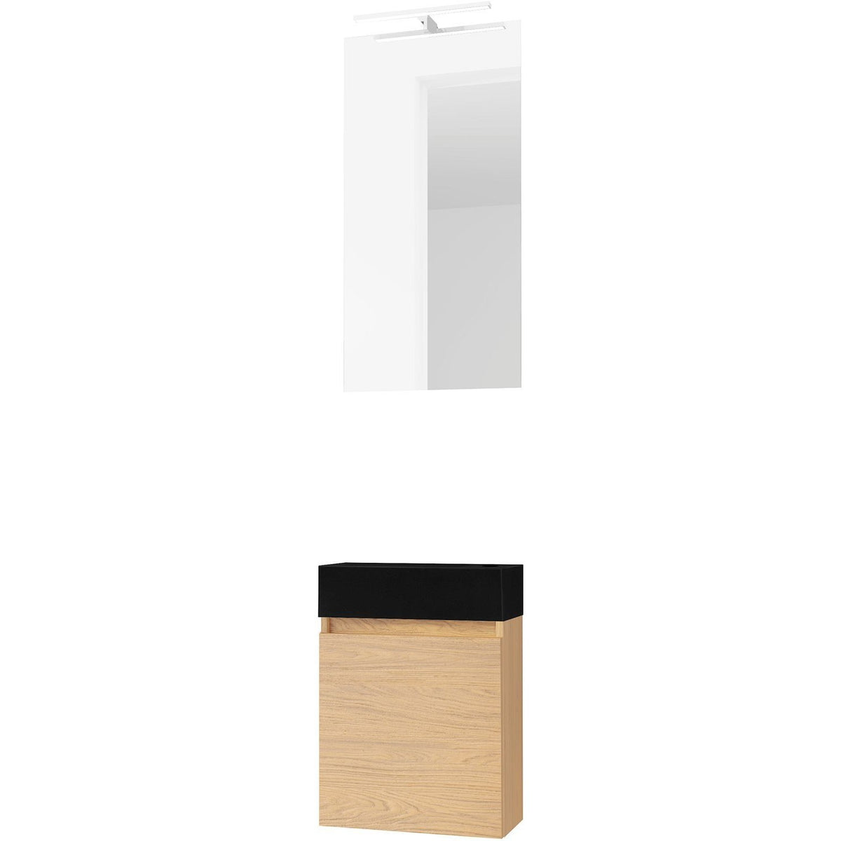HANDENWASSER FORM MINI LAVA/ 1 DEUR/ SPIEGEL/ VERLICHTING LED EIK BRONS