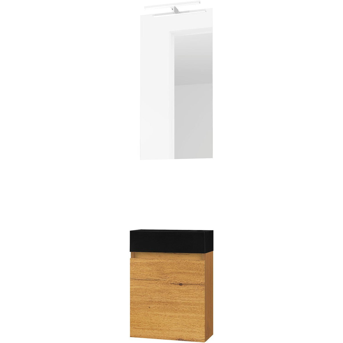 Handenwasser form mini lava/ 1 deur/ spiegel/ verlichting Led eik gold