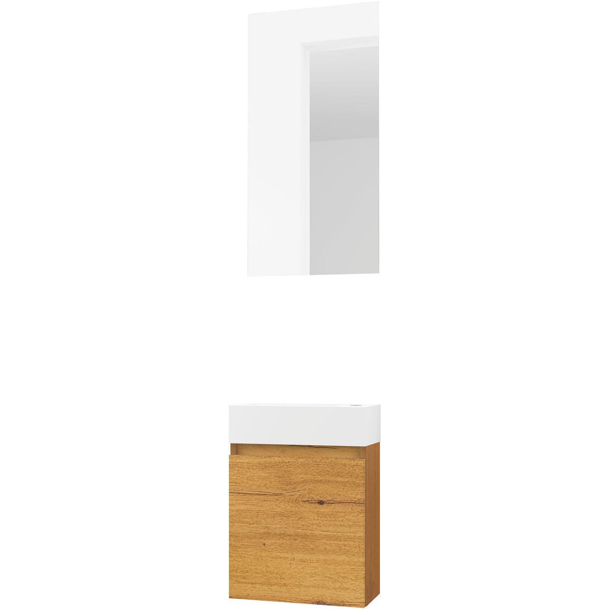 Handenwasser form mini porselein/ 1 deur/ spiegel eik gold