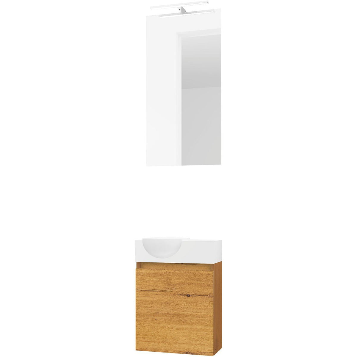 HANDENWASSER FORM MINI QUO LINKS / 1 DEUR/ SPIEGEL VERLICHTING LED EIK GOLD