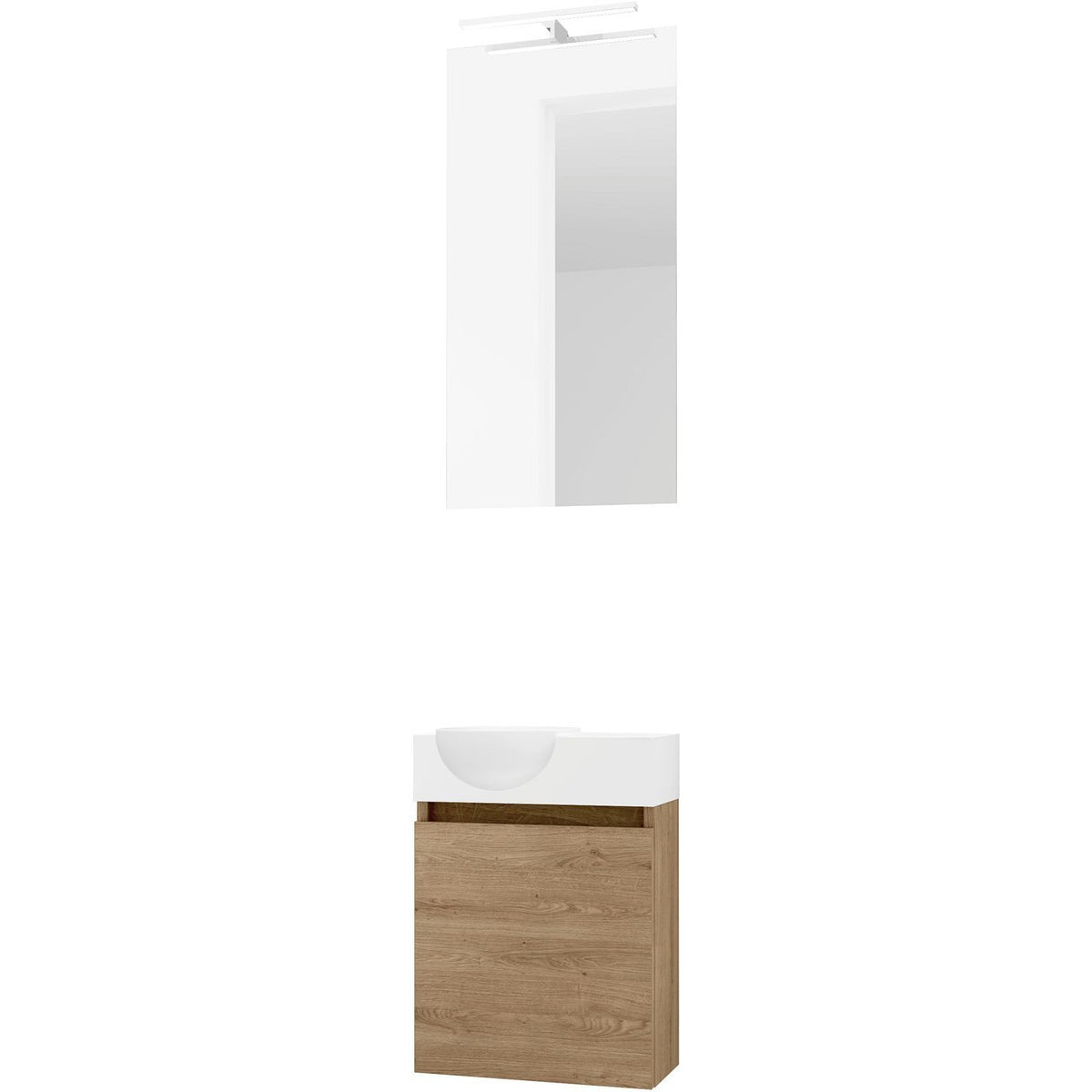 HANDENWASSER FORM MINI QUO LINKS / 1 DEUR/ SPIEGEL VERLICHTING LED EIK NATUUR