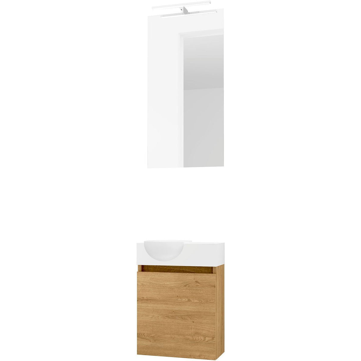 HANDENWASSER FORM MINI QUO LINKS / 1 DEUR/ SPIEGEL VERLICHTING LED NORDIC EIK