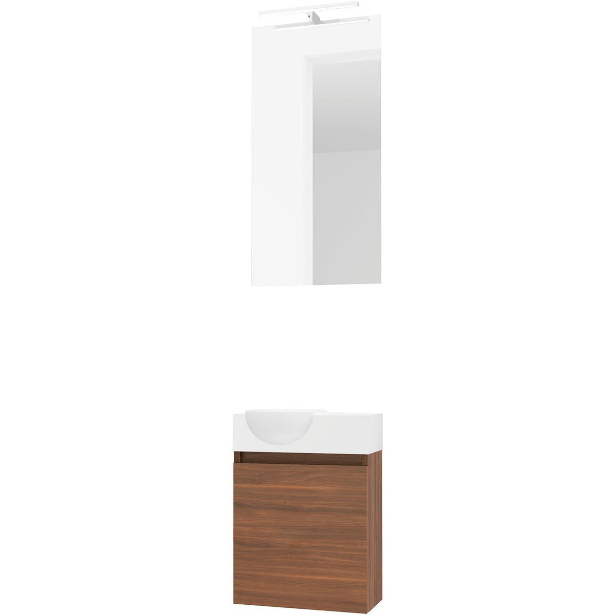 HANDENWASSER FORM MINI QUO LINKS / 1 DEUR/ SPIEGEL VERLICHTING LED NOTELAAR