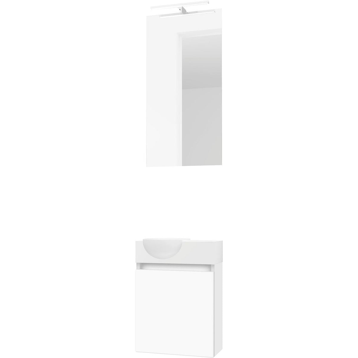 HANDENWASSER FORM MINI QUO LINKS / 1 DEUR/ SPIEGEL VERLICHTING LED WIT
