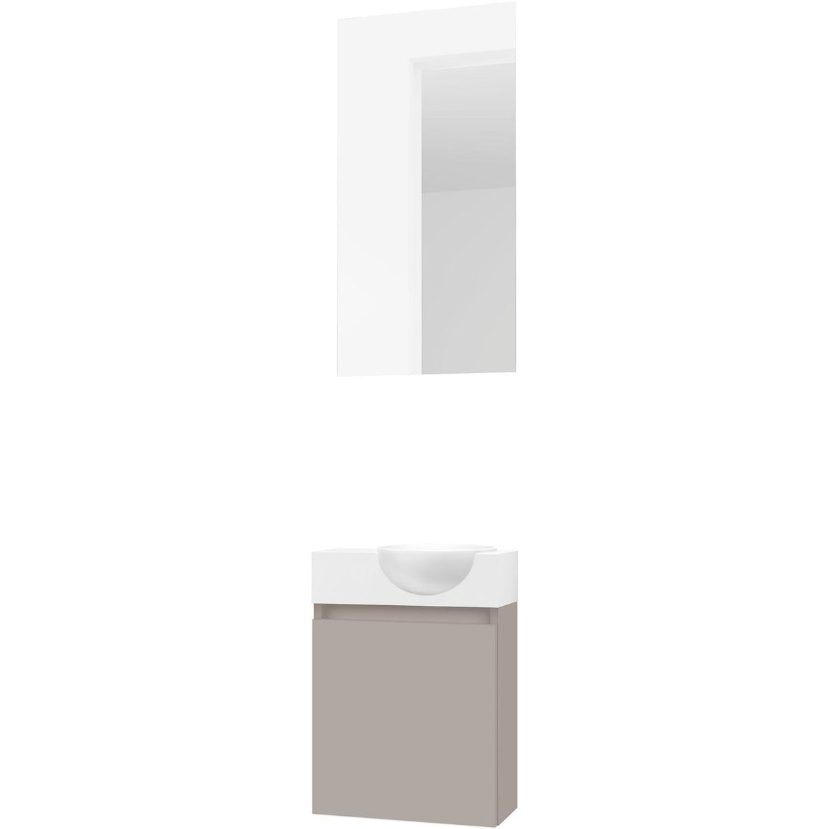 HANDENWASSER FORM MINI QUO RECHTS / 1 DEUR/ SPIEGEL POEDERGRIJS