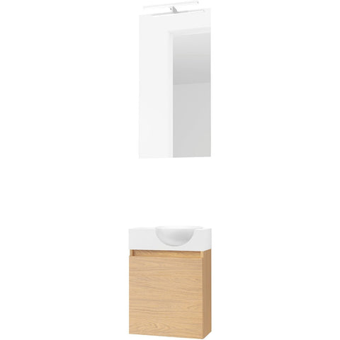 HANDENWASSER FORM MINI QUO RECHTS / 1 DEUR/ SPIEGEL VERLICHTING LED EIK BRONS
