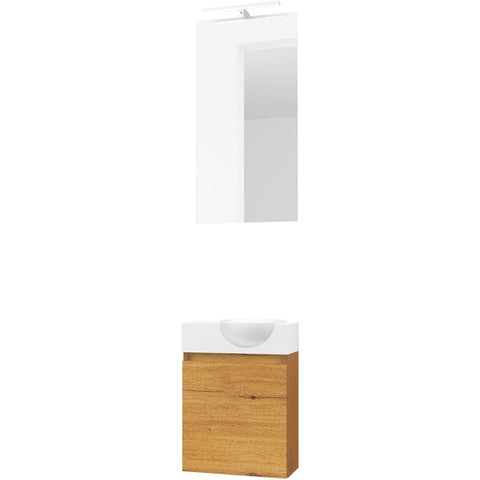HANDENWASSER FORM MINI QUO RECHTS / 1 DEUR/ SPIEGEL VERLICHTING LED EIK GOLD