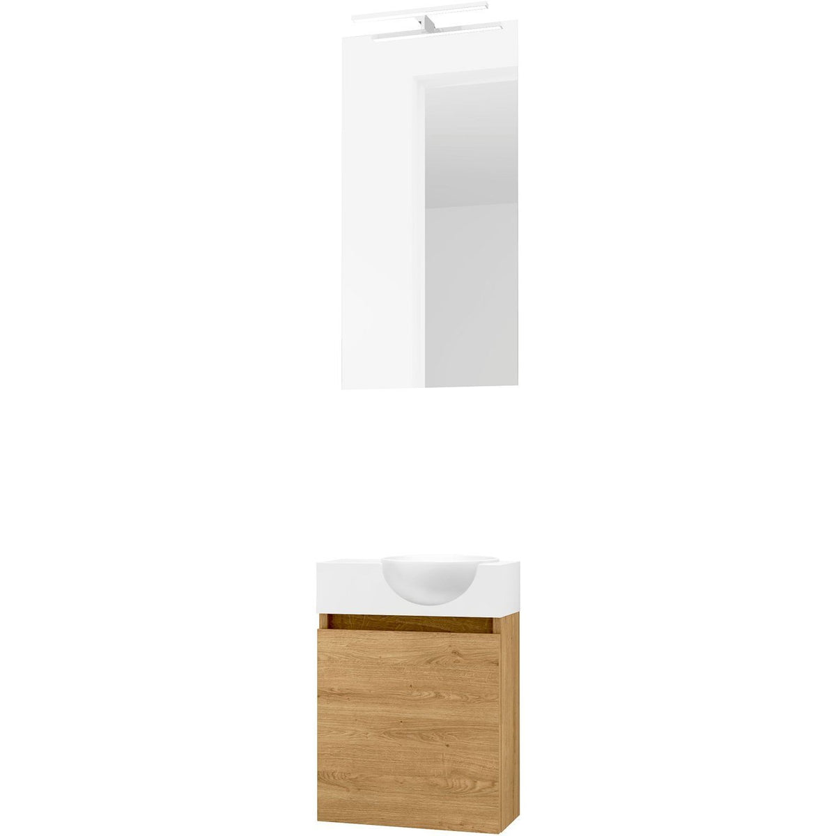 HANDENWASSER FORM MINI QUO RECHTS / 1 DEUR/ SPIEGEL VERLICHTING LED NORDIC EIK