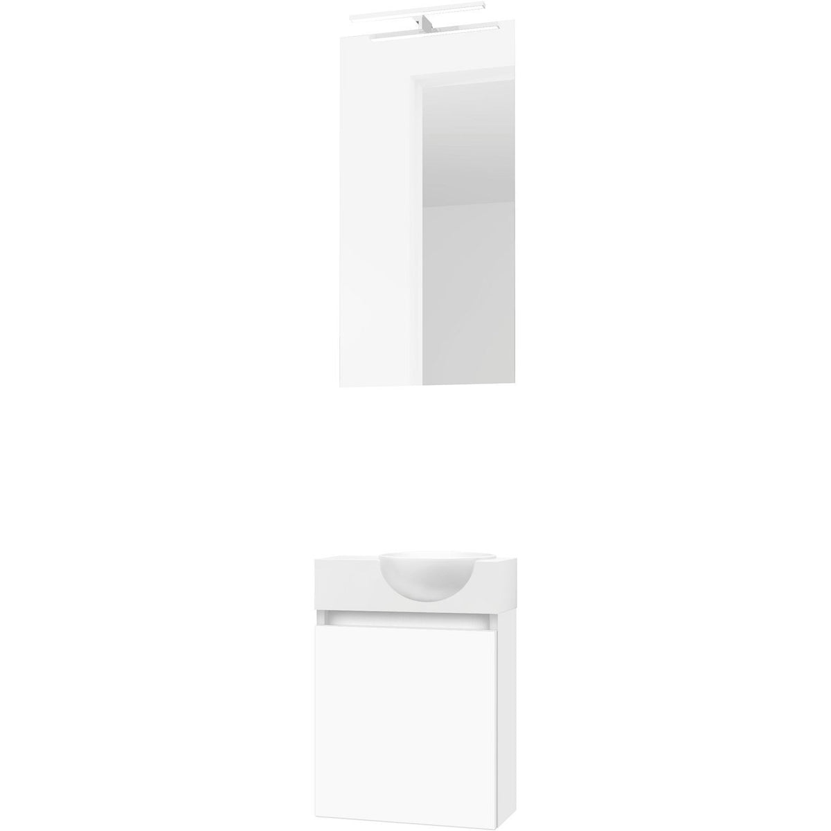 HANDENWASSER FORM MINI QUO RECHTS / 1 DEUR/ SPIEGEL VERLICHTING LED WIT