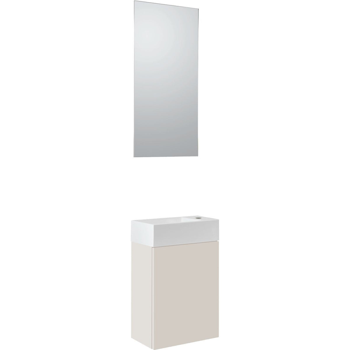 Handenwasser puro mini 1 deur satijn BEIGE 40 Solid spiegel