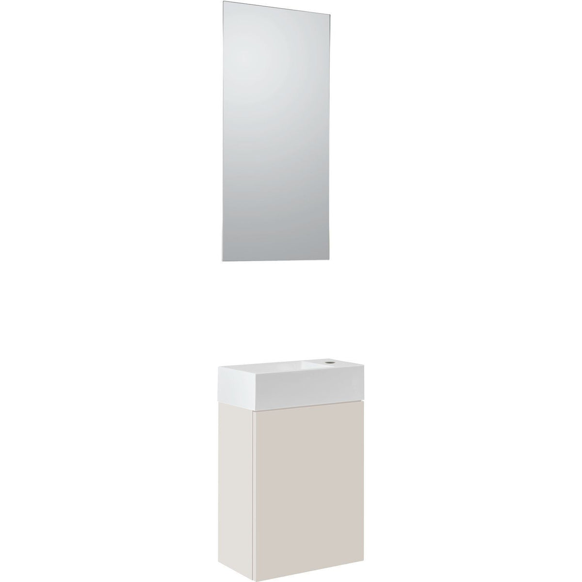 Handenwasser puro mini 1 deur satijn BEIGE 40 Solid spiegel/verlichting