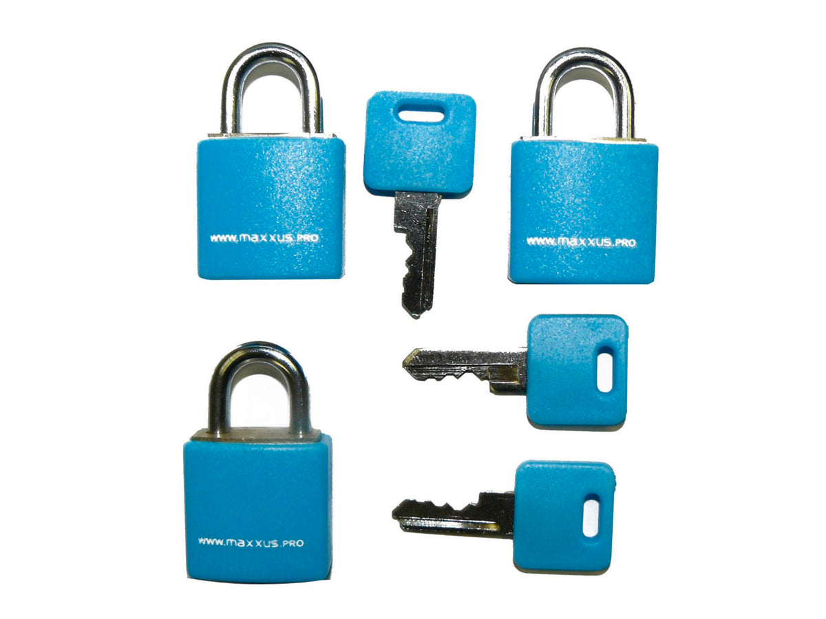 Maxxus hangslot mini 25mm 3 stuks beschikbaar in 3 kleuren