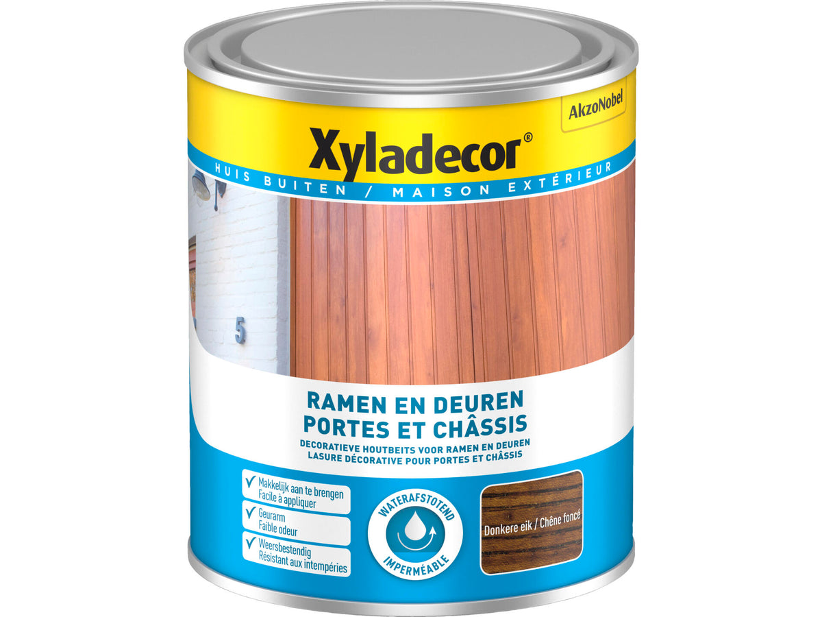 Xyladecor houtbeits ramen & deuren 0,75l donkere eik