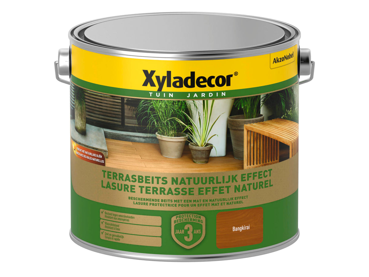 Xyladecor houtbeits terras extra mat 2,5l naturel bangkirai