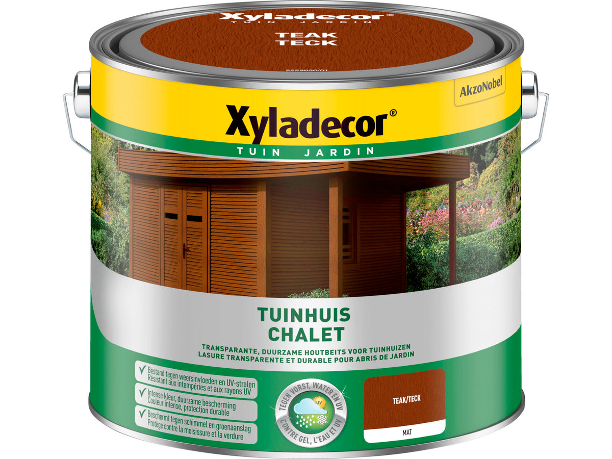 Xyladecor houtbeits tuinhuis 2,5l teak mat