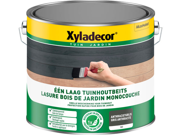 Xyladecor lasure bois de jardin monocouche mat 2,5l gris anthracite