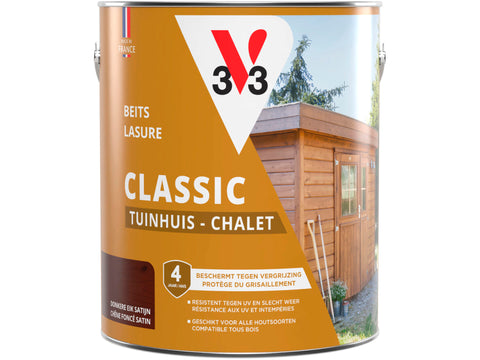 V33 houtbeits tuinhuis zijdeglans 2,5l donkere eik