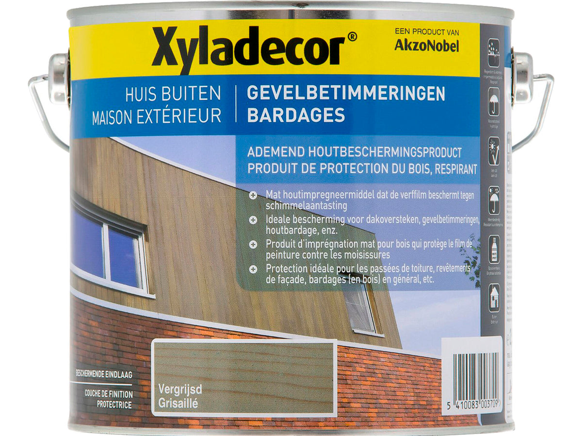 Xyladecor houtbescherming gevelbetimmeringen 2,5l vergrijsd