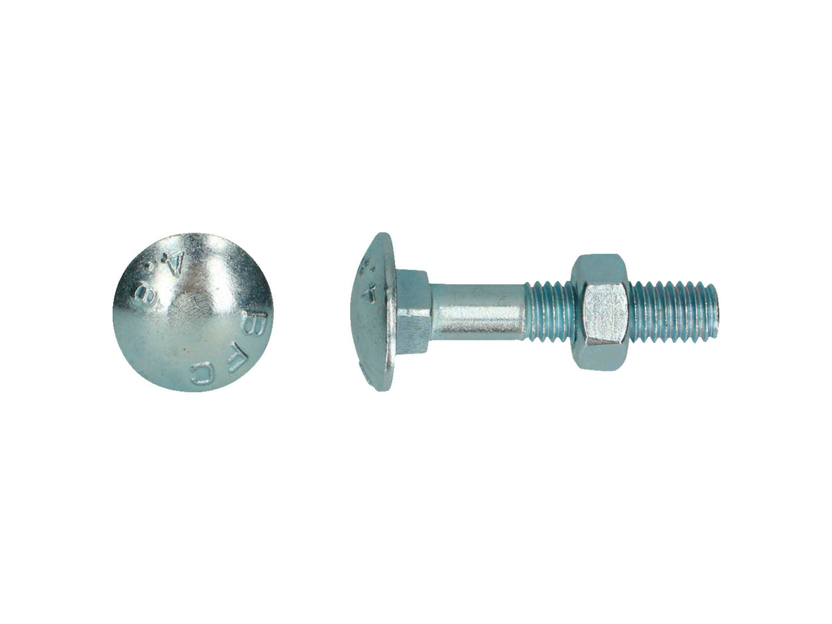 Pgb-fasteners houtbout met moer DIN603 verzinkt M10 140mm 50 stuks