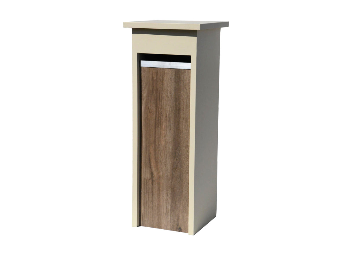 De Witte EX217 brievenbus blauwe hardsteen beige/houtlook donker