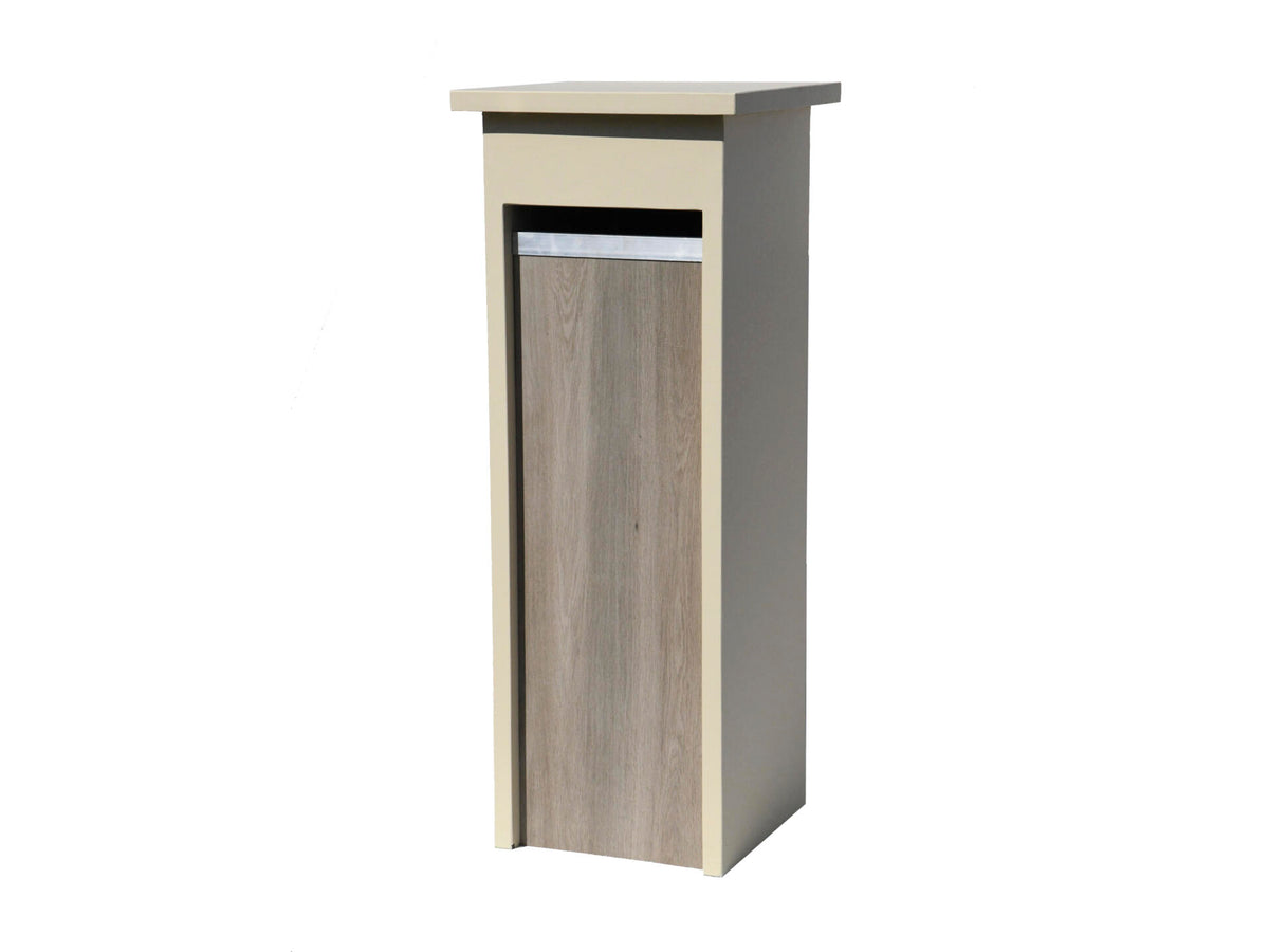 De Witte EX218 brievenbus blauwe hardsteen beige/houtlook licht