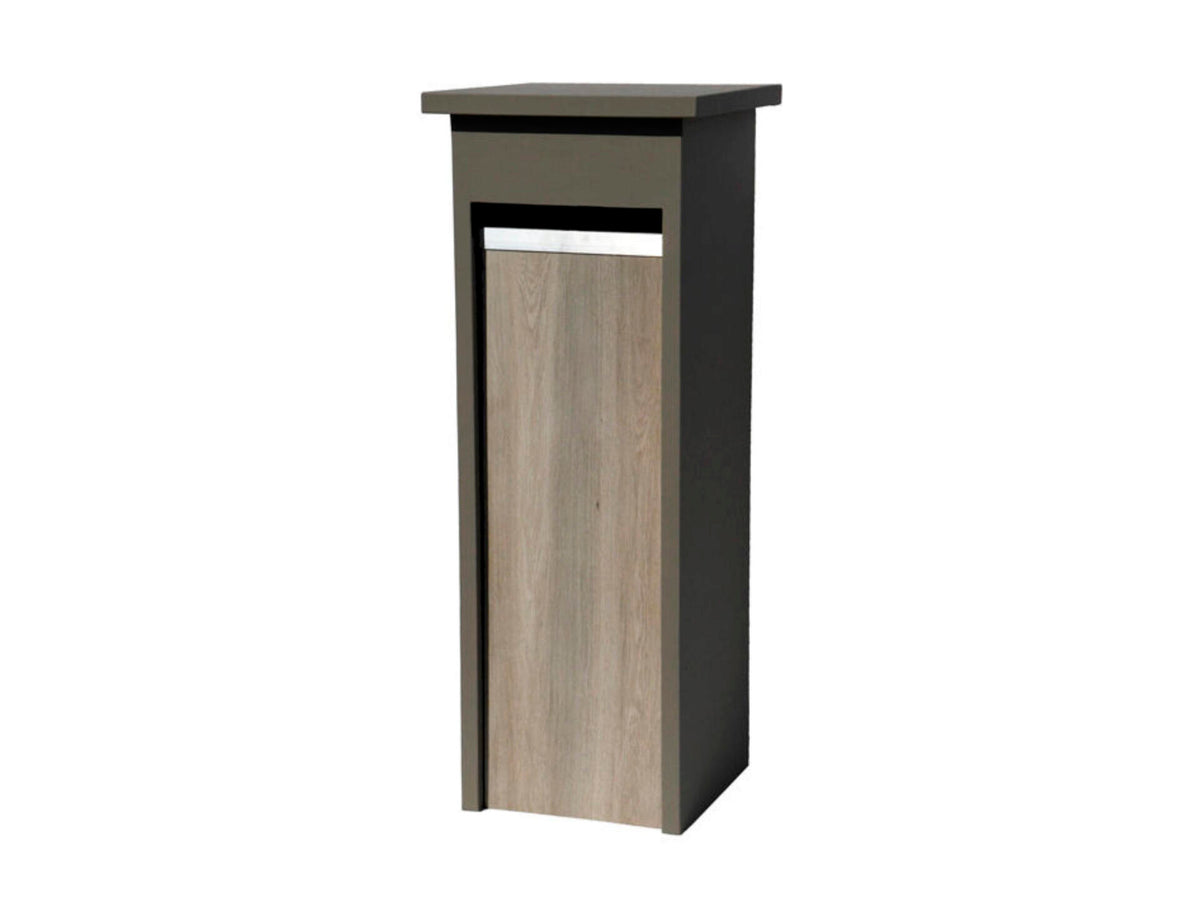 De Witte EX318 brievenbus blauwe hardsteen taupe/houtlook licht