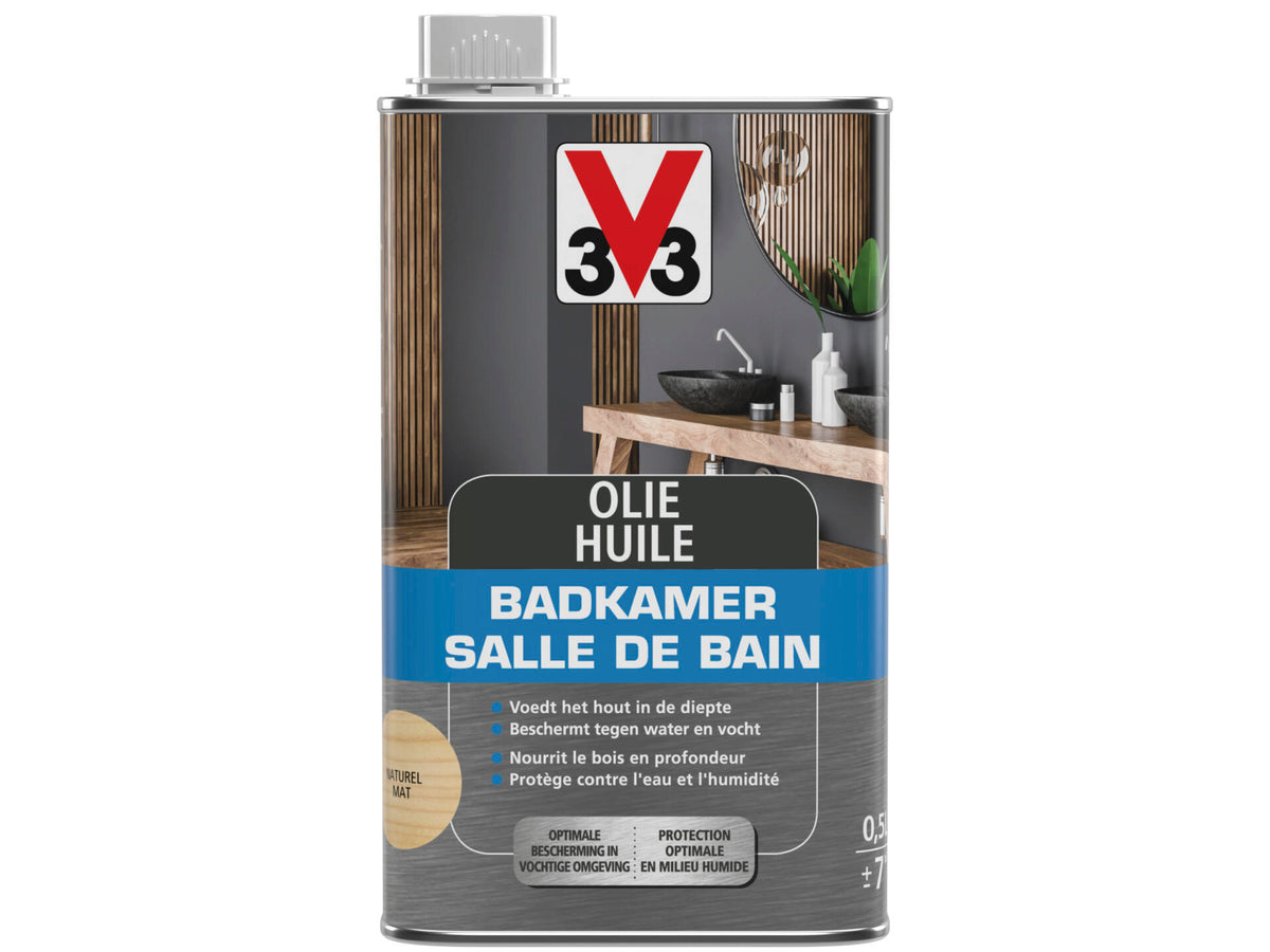 V33 houtolie badkamer mat 0,5l kleurloos