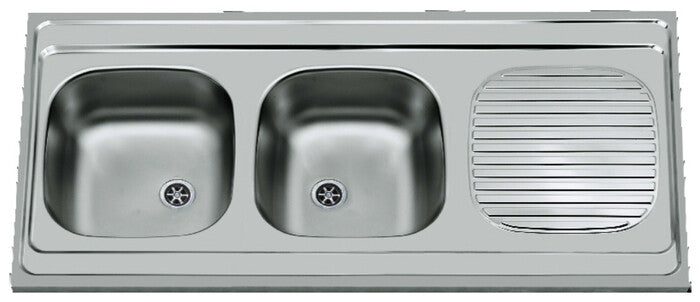 intro bordeaux evier 2 bacs egouttoir inox reversible 1200x600mm