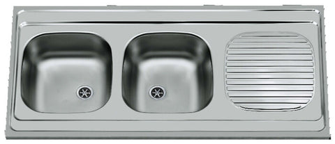 intro bordeaux evier 2 bacs egouttoir inox reversible 1200x600mm