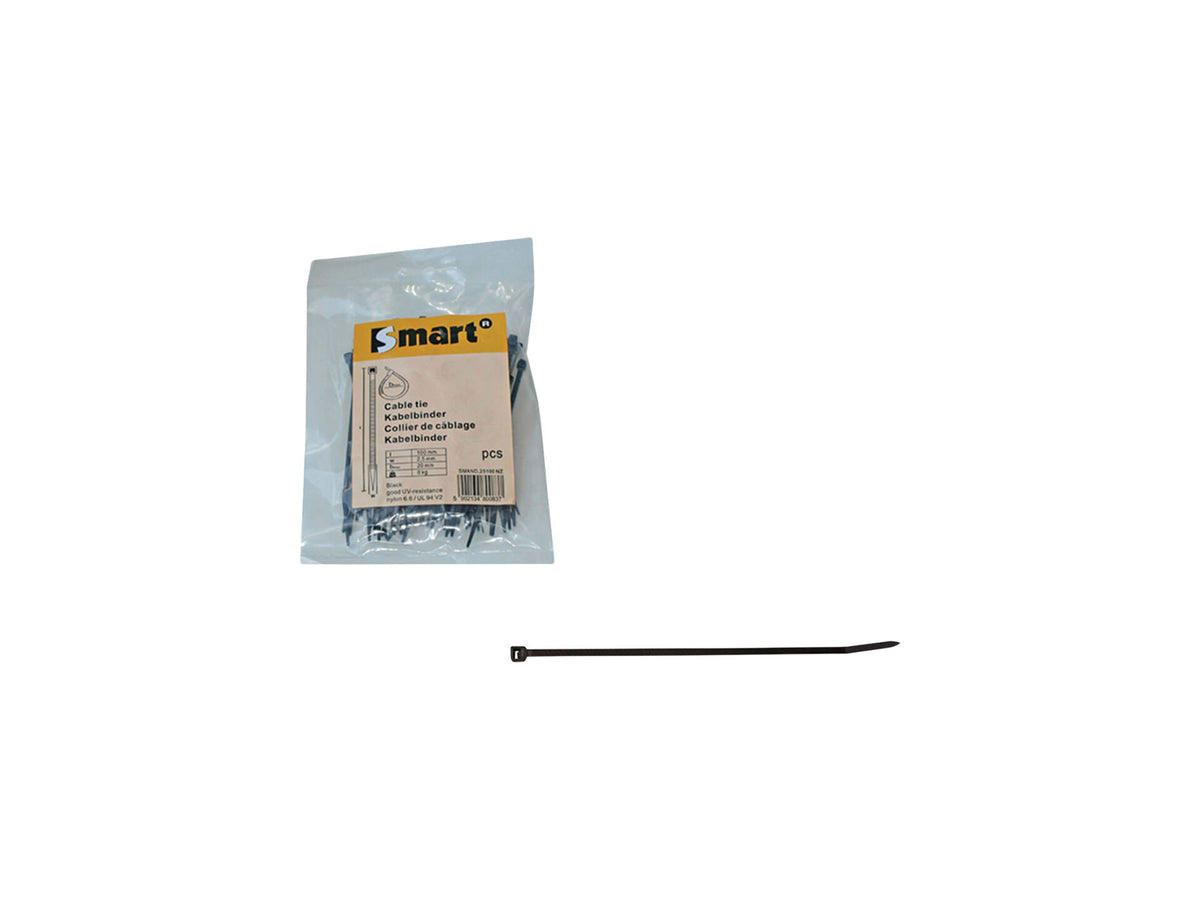 Smart kabelbinder 200x4,8 mm nylon zwart 100 stuks