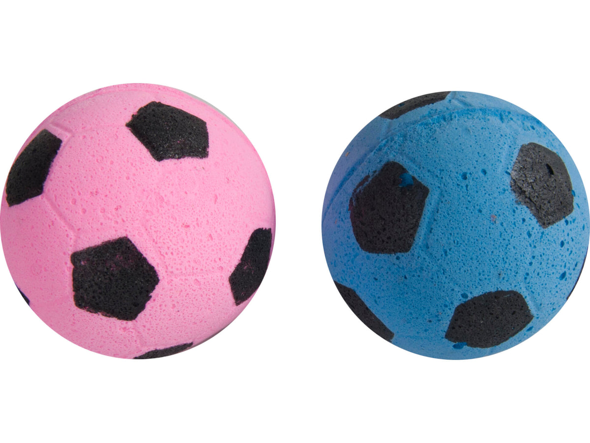 Flamingo kattenspeelgoed voetbal 4cm spons 2 stuks