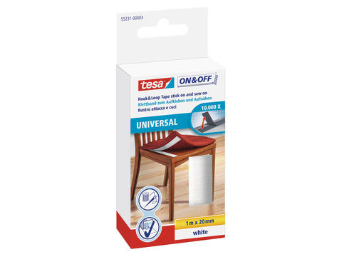 Tesa klittenband 1m x 20mm naaibaar wit