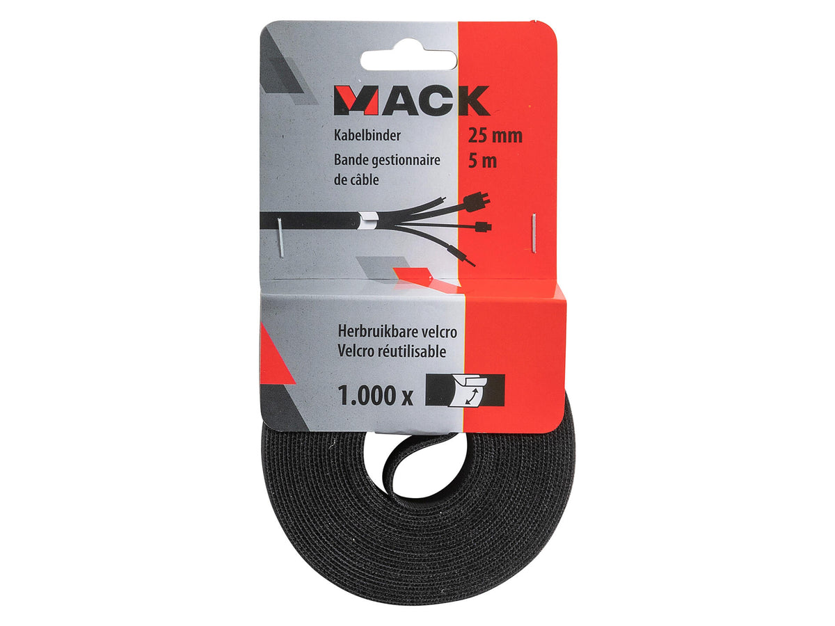 Mack klittenband 25mm 5m zwart