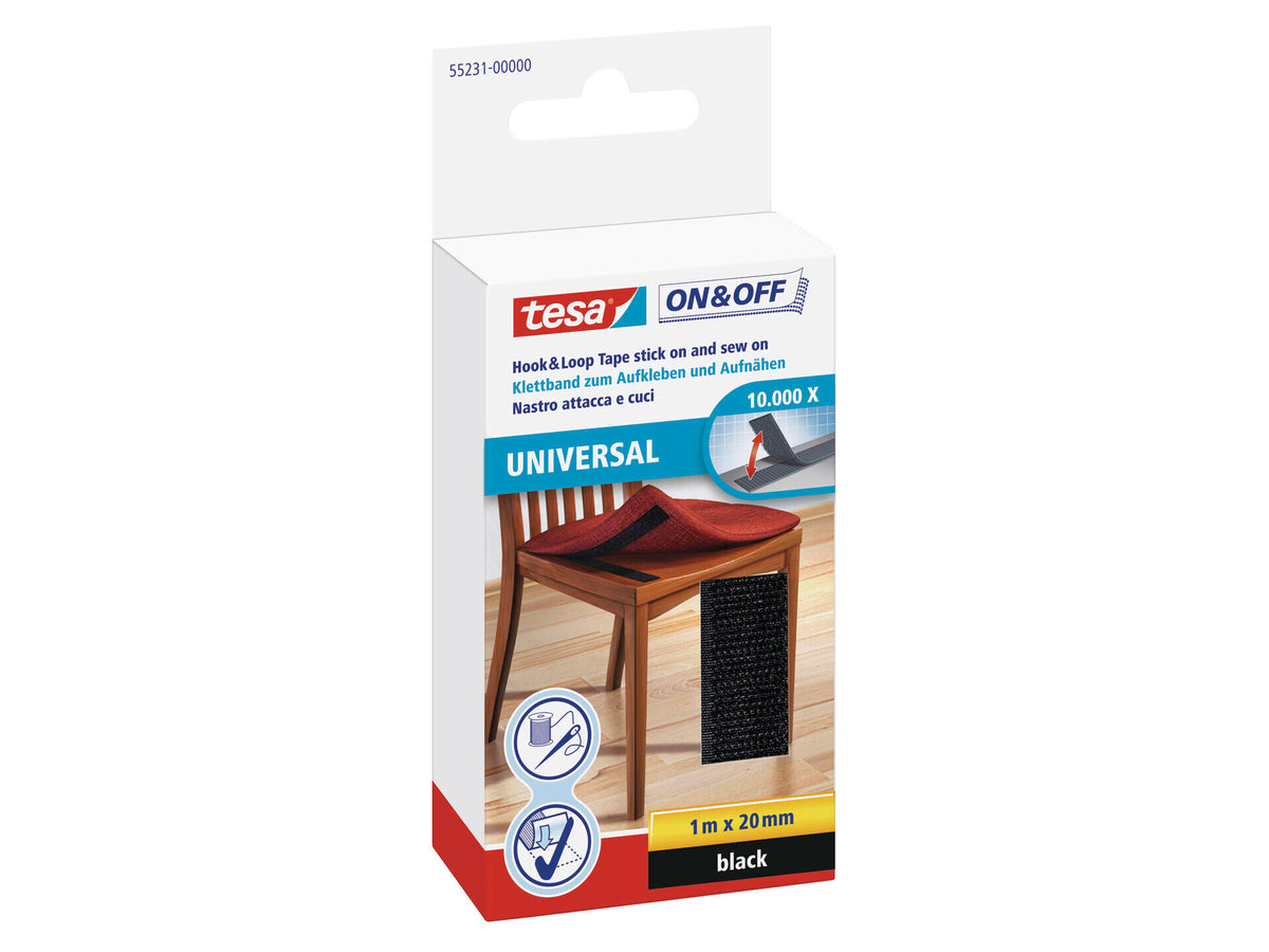 Tesa klittenband naai- en kleefbaar 1m x 20mm zwart