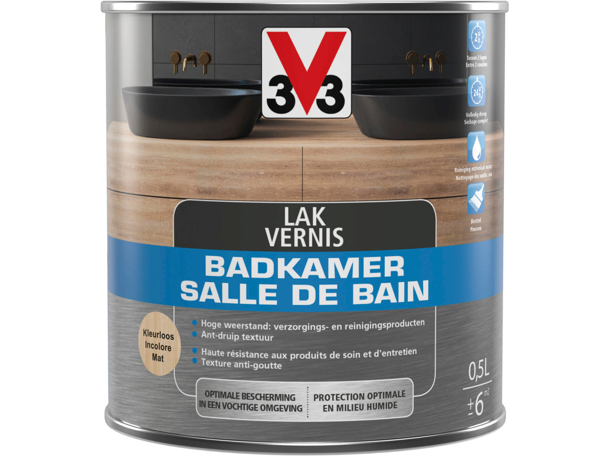 V33 vernis / lak badkamer mat 0,5l kleurloos