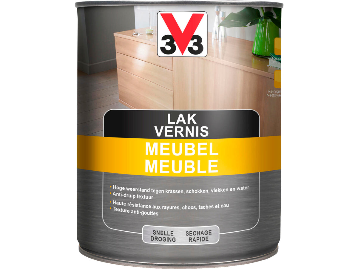 V33 vernis / lak meubel deco hoogglans 1l kleurloos
