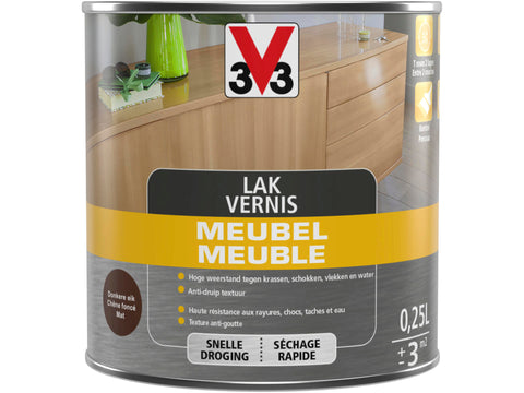 V33 vernis / lak meubel deco mat 0,25l donkere eik
