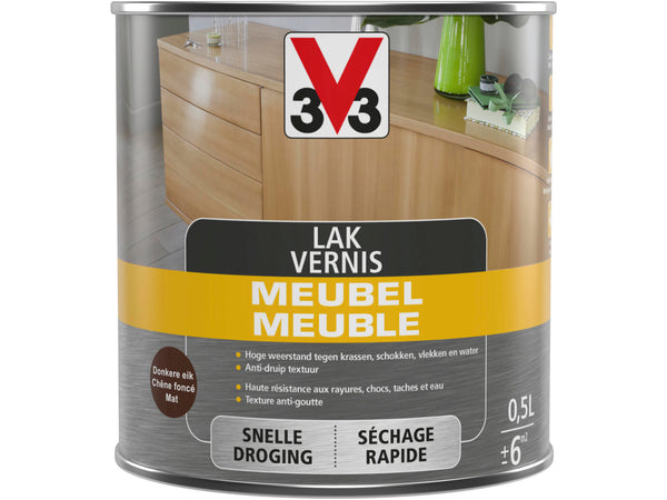 V33 vernis / lak meubel deco mat 0,5l donkere eik
