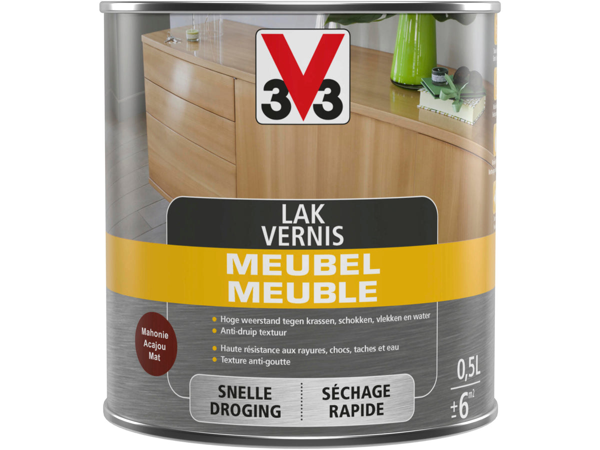 V33 vernis / lak meubel deco mat 0,5l mahonie