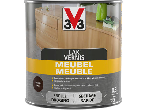 V33 vernis / lak meubel deco mat 0,5l wengé
