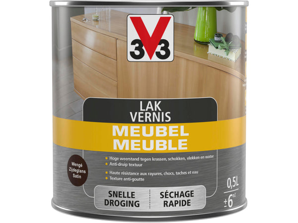 V33 vernis / lak meubel deco zijdeglans 0,5l wengé