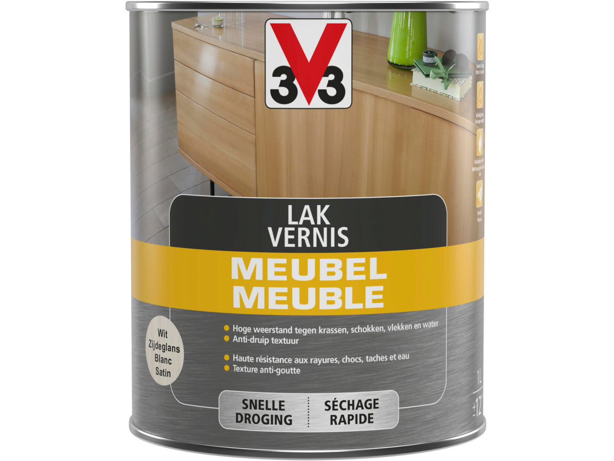 V33 vernis / lak meubel deco zijdeglans 1l wit