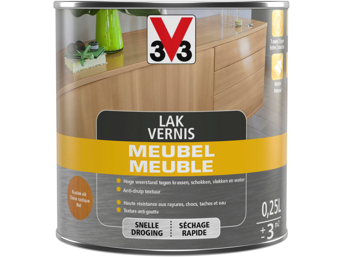 V33 vernis / lak meubel mat 0,25l rustieke eik