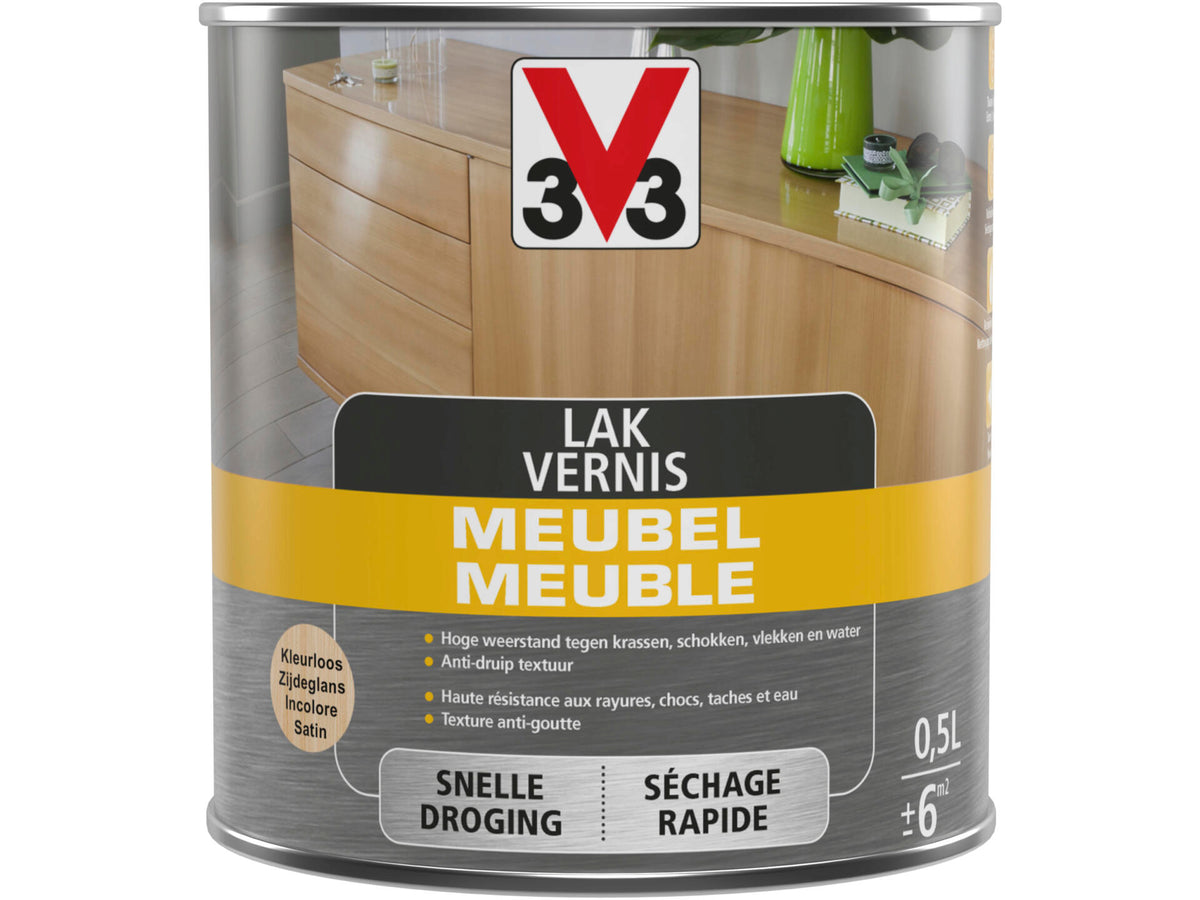 V33 vernis / lak meubel zijdeglans 0,5l kleurloos