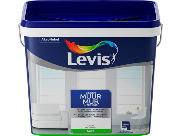 Levis peinture murale latex mat 5l blanc