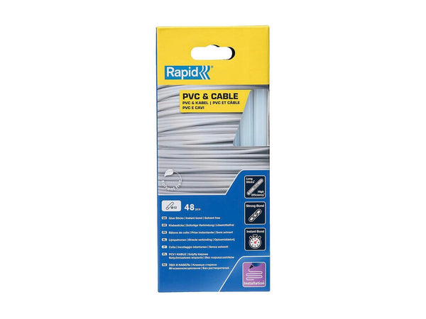Rapid lijmpatroon PVC en kabels 12x190 mm transparant 48 stuks