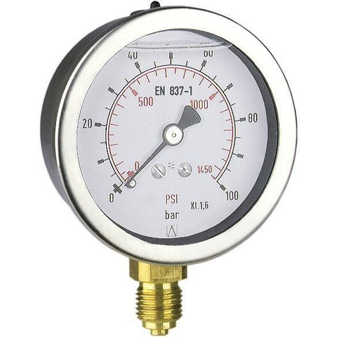 Manometer met glycerine vulling D63 1/4"R 25BAR